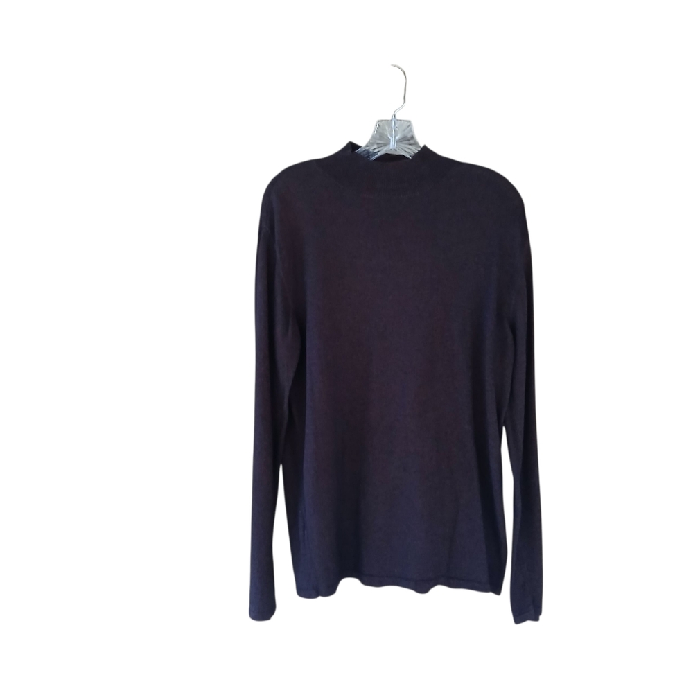 Donna Karan New York Marled Brown Mock Neck Cotton Rayon Sweater Medium